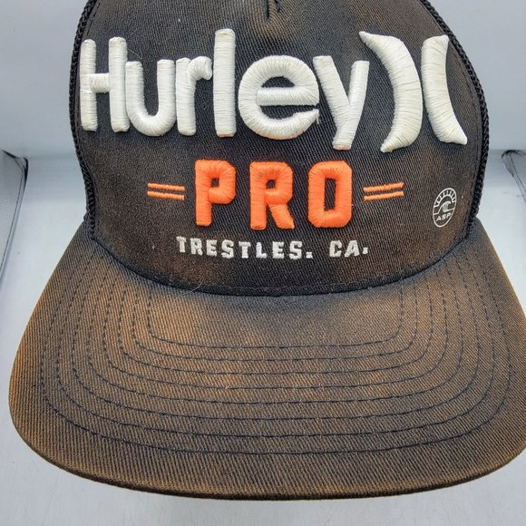 Hurley Pro ASP Surf Flexfit Hat Adult 110 Snapback Mesh Cap Black Embroidered - Picture 5 of 9